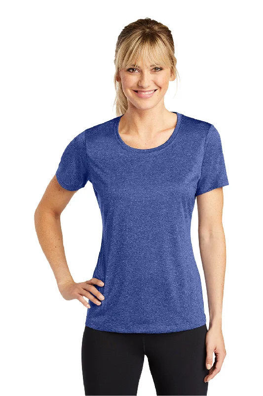 Sport-Tek Womens Contender Heather Moisture Wicking Short Sleeve Crewneck T-Shirt - Heather Cobalt Blue