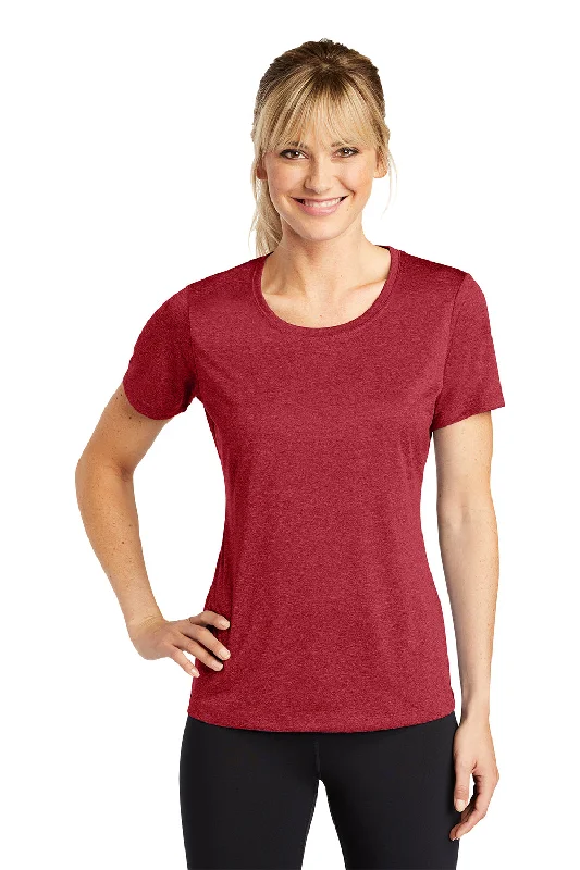 Sport-Tek Womens Contender Heather Moisture Wicking Short Sleeve Crewneck T-Shirt - Heather Scarlet Red