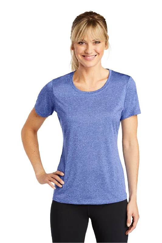 Sport-Tek Womens Contender Heather Moisture Wicking Short Sleeve Crewneck T-Shirt - Heather True Royal Blue