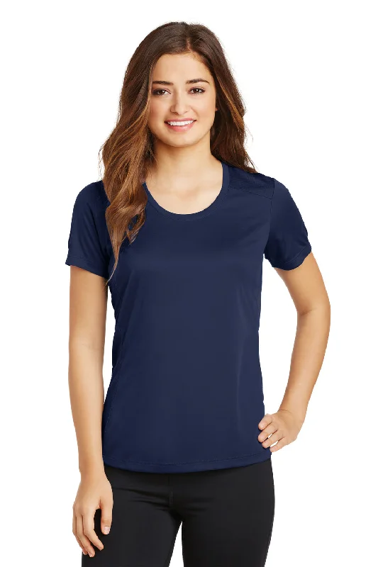 Sport-Tek Womens Elevate Moisture Wicking Short Sleeve Scoop Neck T-Shirt - True Navy Blue - Closeout