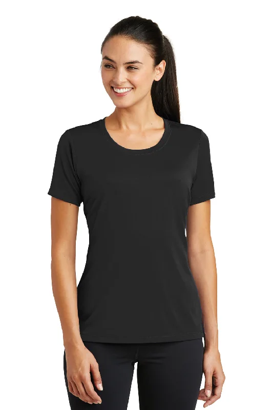 Sport-Tek Womens Tough Moisture Wicking Short Sleeve Crewneck T-Shirt - Black - Closeout