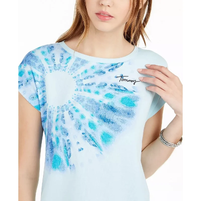 Tommy Hilfiger Women's Tie-Dyed T-Shirt Blue Size X-Small