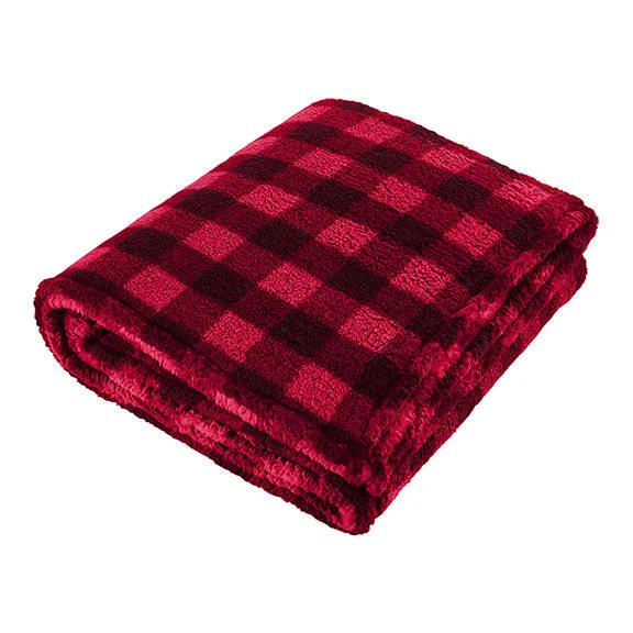 JA8449 - J America Adult Epic Sherpa Blanket | Red/Black Buffalo