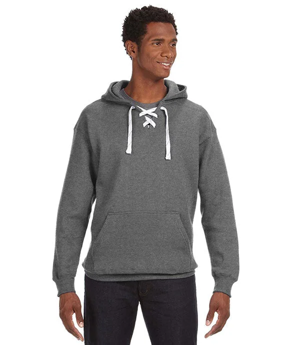 JA8830 - J America Adult Sport Lace Hooded Sweatshirt | Charcoal Heather