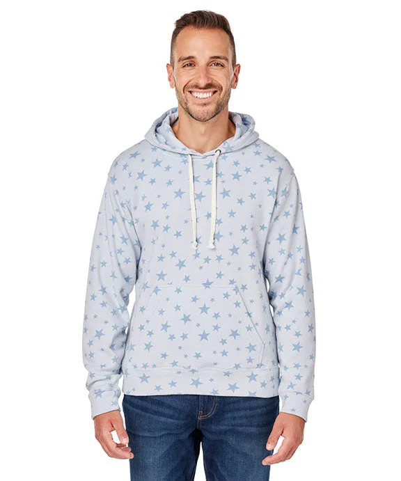 JA8871 - J America Adult Triblend Pullover Fleece Hooded Sweatshirt | Chambray Stars Triblend