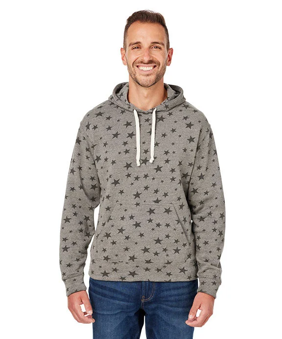 JA8871 - J America Adult Triblend Pullover Fleece Hooded Sweatshirt | Smoke Stars Triblend