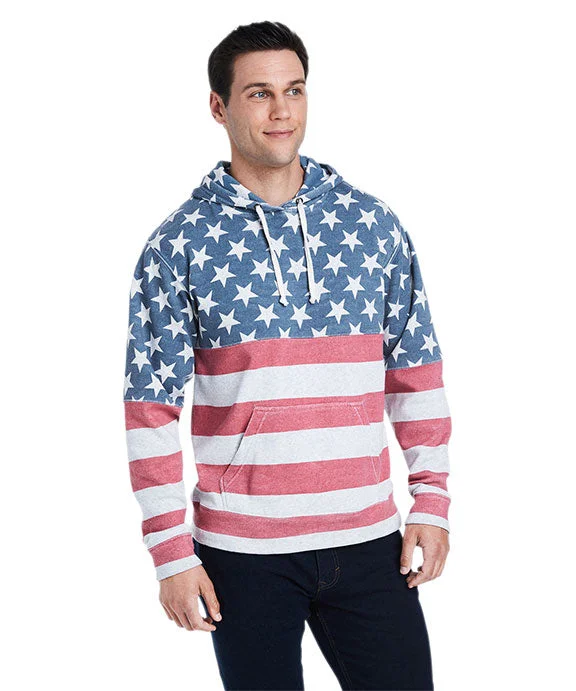 JA8871 - J America Adult Triblend Pullover Fleece Hooded Sweatshirt | Star Stripe Triblend