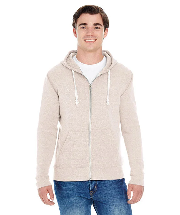 JA8872 - J America Adult Triblend Full-Zip Fleece Hooded Sweatshirt | Oatmeal Triblend