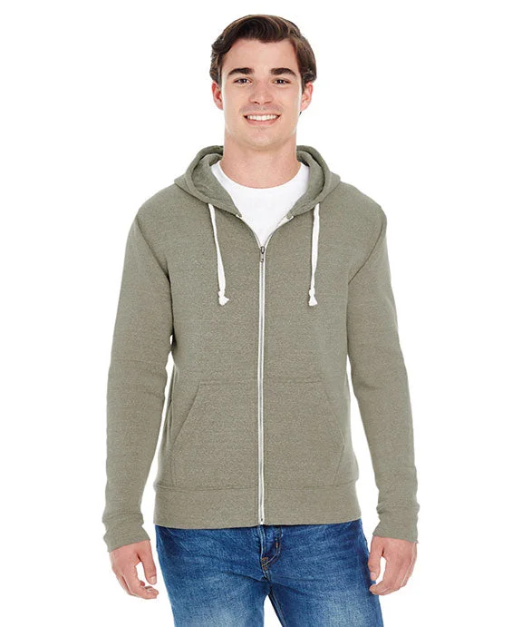 JA8872 - J America Adult Triblend Full-Zip Fleece Hooded Sweatshirt | Olive Triblend