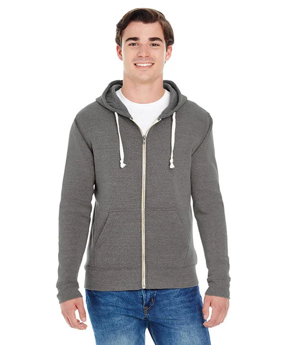 JA8872 - J America Adult Triblend Full-Zip Fleece Hooded Sweatshirt | Smoke Triblend