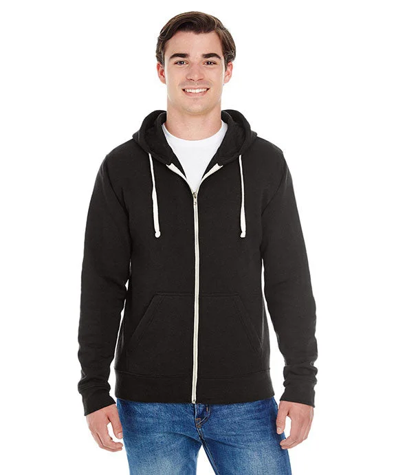 JA8872 - J America Adult Triblend Full-Zip Fleece Hooded Sweatshirt | Solid Black Triblend