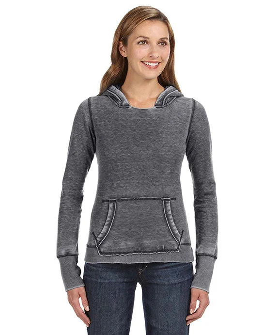 JA8912 - J America Ladies Zen Pullover Fleece Hooded Sweatshirt | Dark Smoke