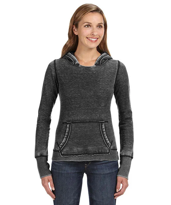 JA8912 - J America Ladies Zen Pullover Fleece Hooded Sweatshirt | Twisted Black