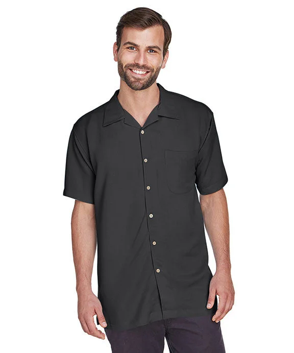 M570 - Harriton Mens Bahama Cord Camp Shirt | Black