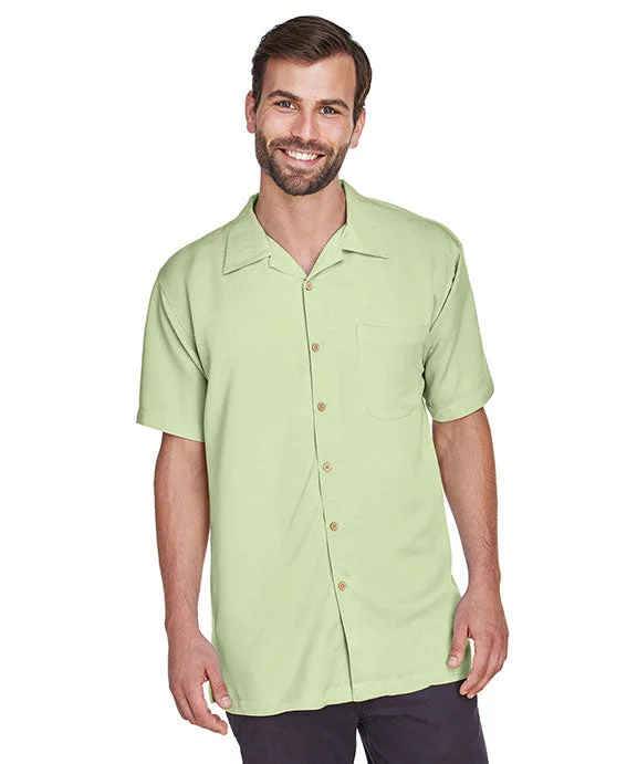 M570 - Harriton Mens Bahama Cord Camp Shirt | Green Mist