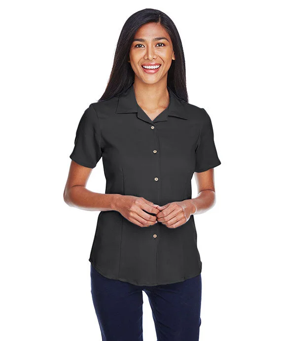 M570W - Harriton Ladies Bahama Cord Camp Shirt | Black