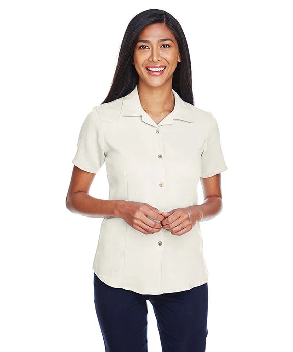 M570W - Harriton Ladies Bahama Cord Camp Shirt | Creme