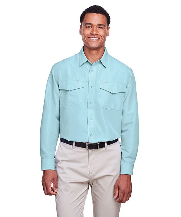 M580L - Harriton Mens Key West Long-Sleeve Performance Staff Shirt | Cloud Blue