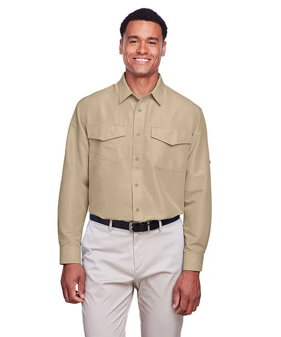 M580L - Harriton Mens Key West Long-Sleeve Performance Staff Shirt | Khaki