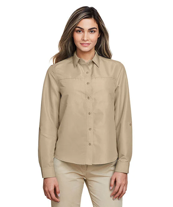 M580LW - Harriton Ladies Key West Long-Sleeve Performance Staff Shirt | Khaki