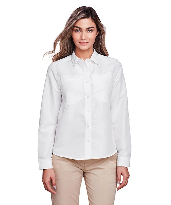 M580LW - Harriton Ladies Key West Long-Sleeve Performance Staff Shirt | White