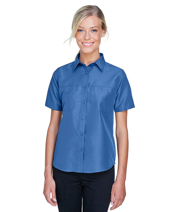 M580W - Harriton Ladies Key West Short-Sleeve Performance Staff Shirt | Pool Blue