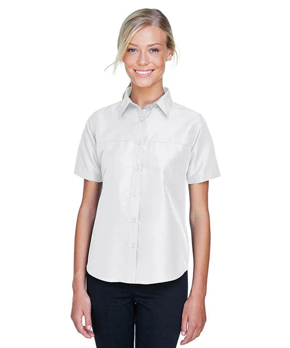 M580W - Harriton Ladies Key West Short-Sleeve Performance Staff Shirt | White