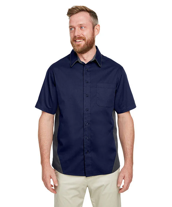 M586T - Harriton Mens Tall Flash IL Colorblock Short Sleeve Shirt | Dark Navy/Dark Charcoal