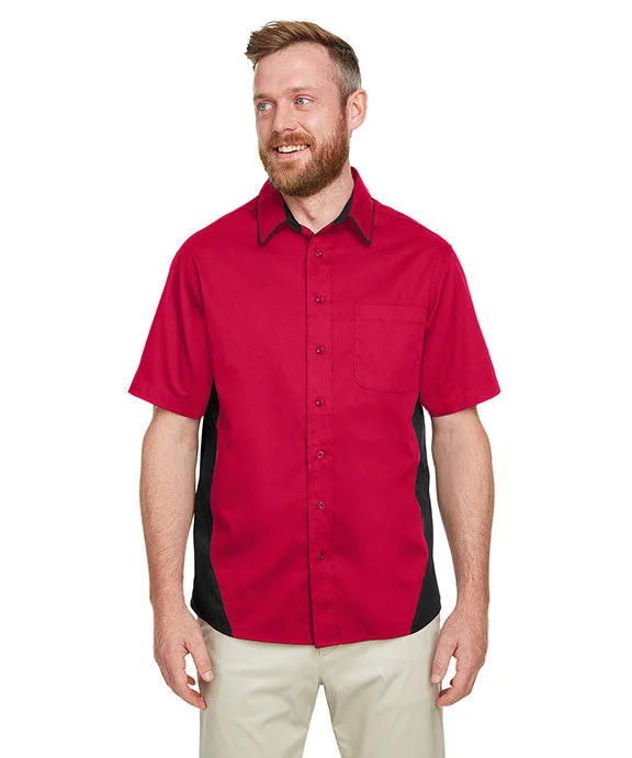 M586T - Harriton Mens Tall Flash IL Colorblock Short Sleeve Shirt | Red/Black