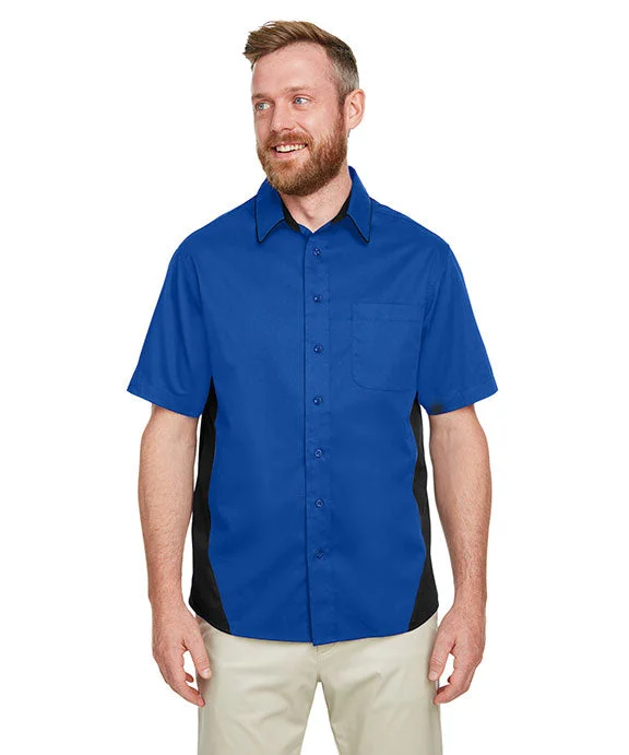 M586T - Harriton Mens Tall Flash IL Colorblock Short Sleeve Shirt | True Royal/Black