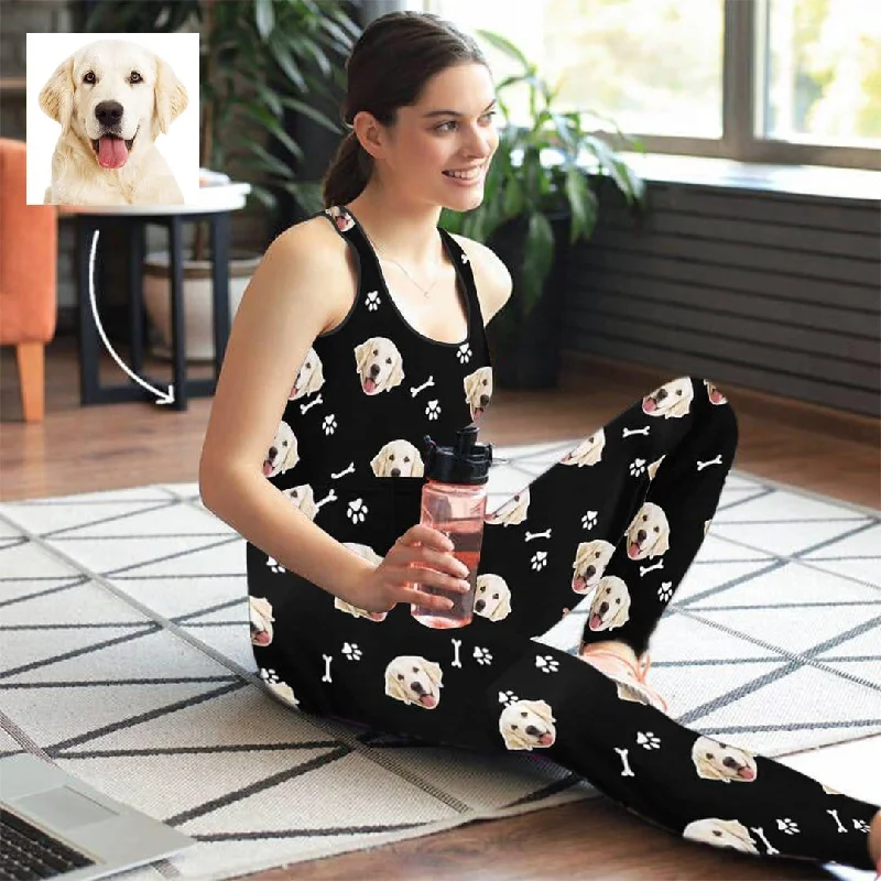 Custom Face Paw Bone Women's Yoga Racerback Tank&Leggings Set