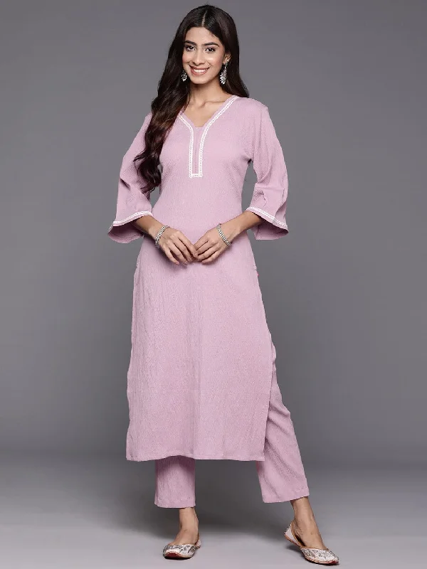 Pink Straight Kurta Paired With Tonal Bottom