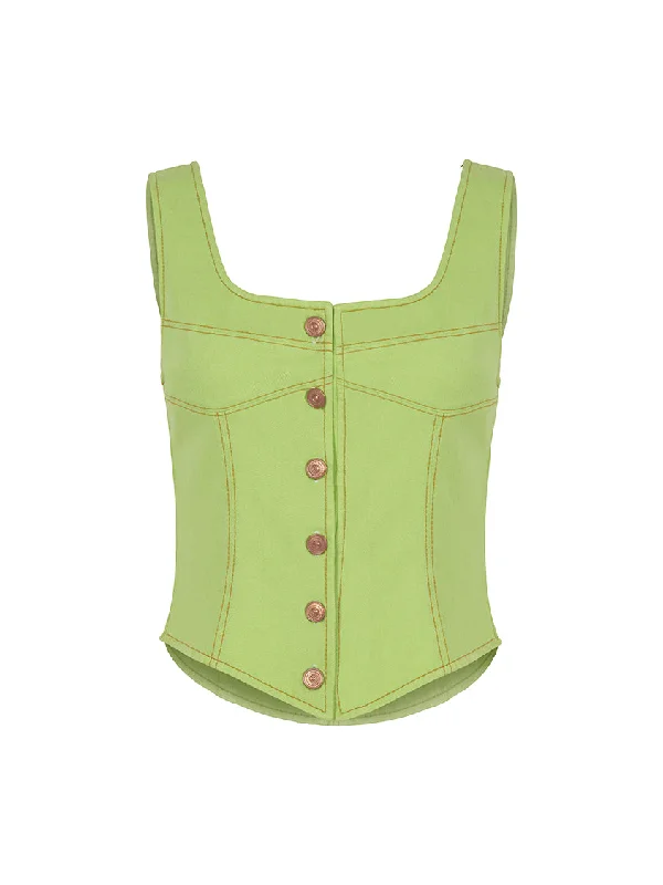 Square Neck Denim Corset Top