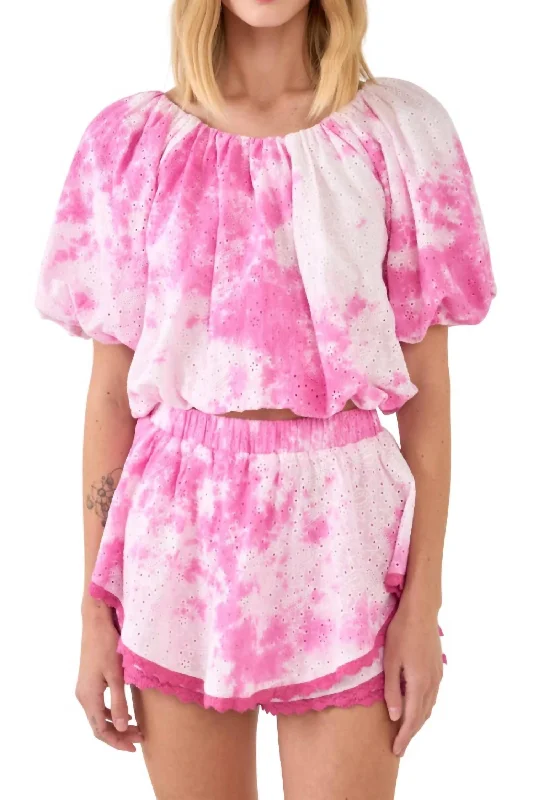 Tie Dye Eyelet Set In Pink