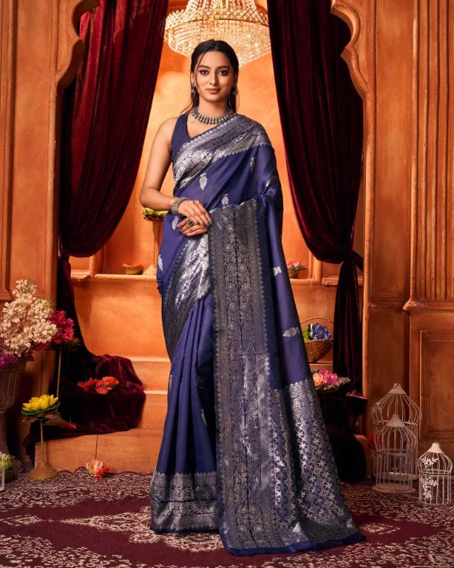 Varanga Festive Wear Blue Designer Silk Woven Banarasi Kanjivaram Saree