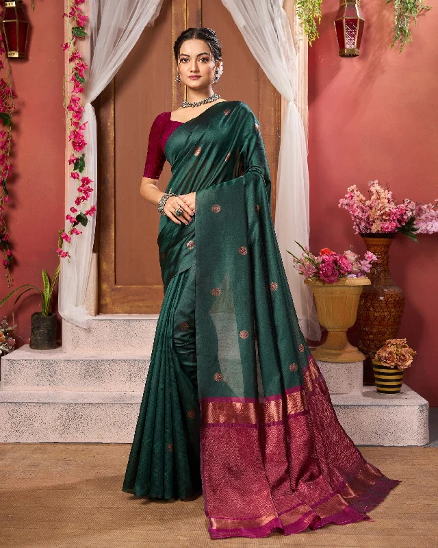 Varanga Festive Wear Green Jacquard Designer Banarasi Kanjivaram Saree