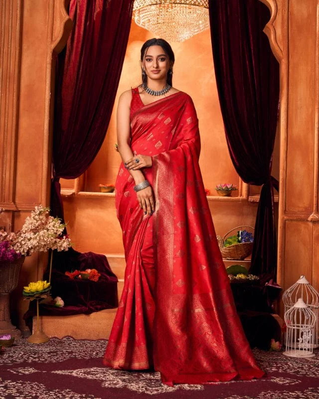 Varanga Festive Wear Stylist Silk Red Woven Banarasi Kanjivaram Saree