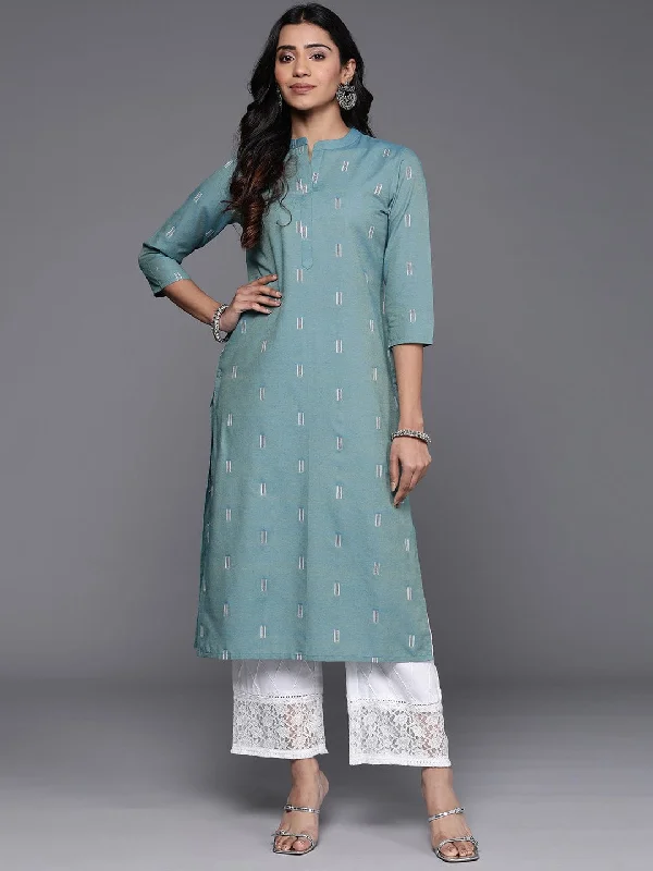 Varanga Women Blue Self Design Straight Kurta