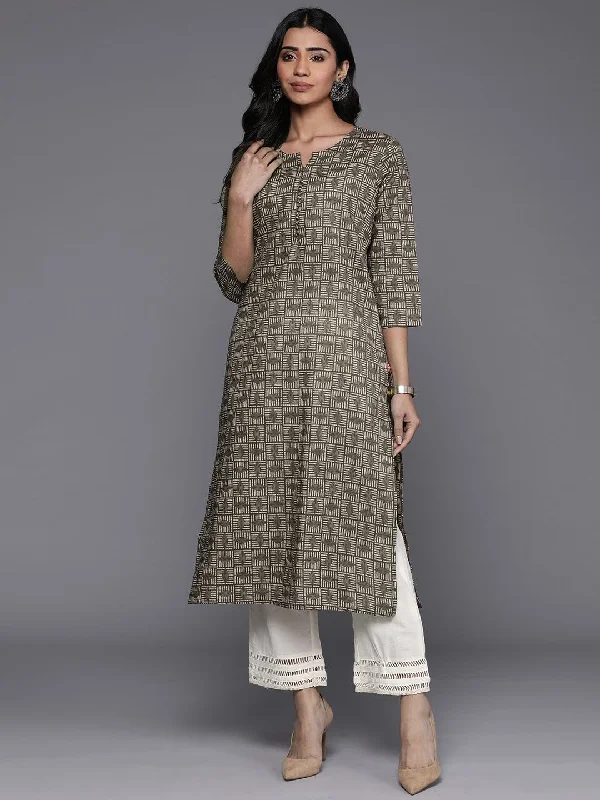 Varanga Women Brown Geomectric Printed Straight Kurta