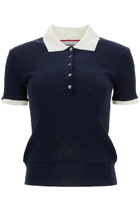 Thom Browne Women's Short-Sleeved Wool Polo Shirt