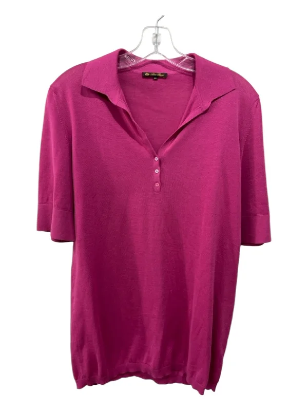 Loro Piana Size 46 Magenta Cotton Collared Polo Top