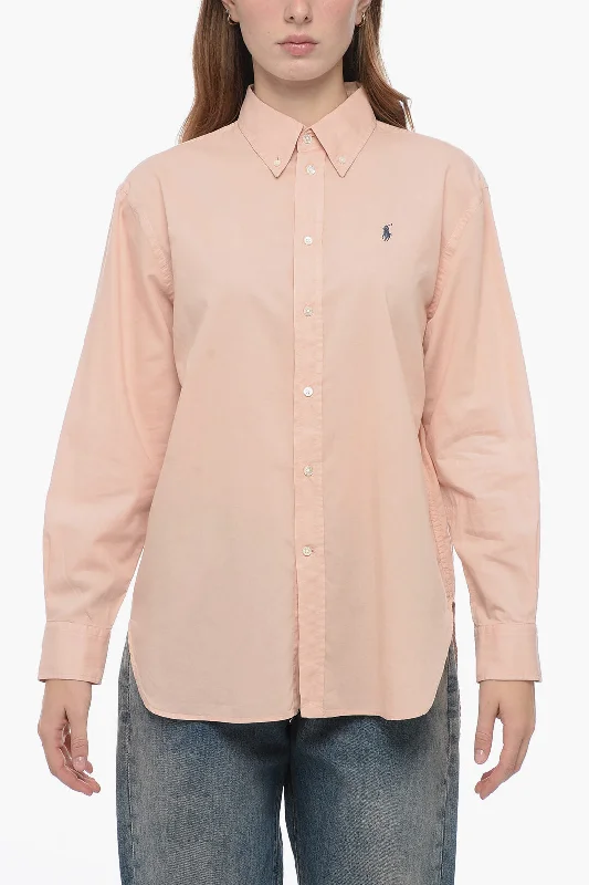 Polo Ralph Lauren Solid Color Button-Down Collar Shirt with Embroidered Logo