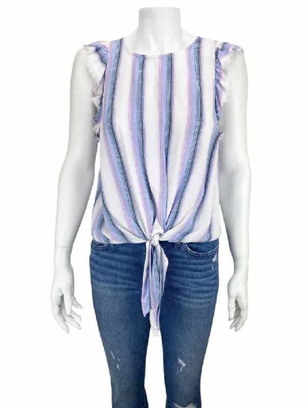 Anthropologie Cloth & Stone, Women's Striped Tie-Front Top, White/Multi, Size S