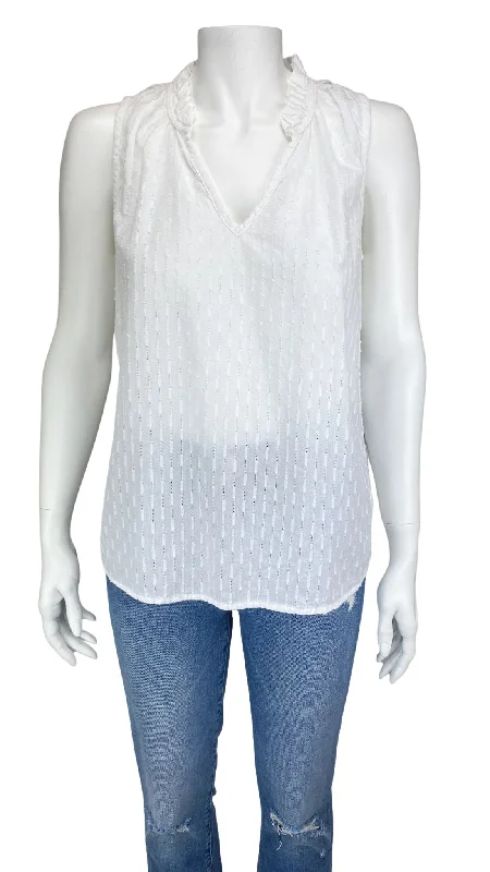 Anthropologie Cloth & Stone, Women's Textured Sleeveless Top, White, Size M