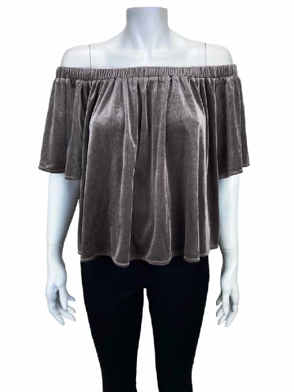 Anthropologie Sunday in Brooklyn Women's Cropped Velvet Top Taupe, Size S