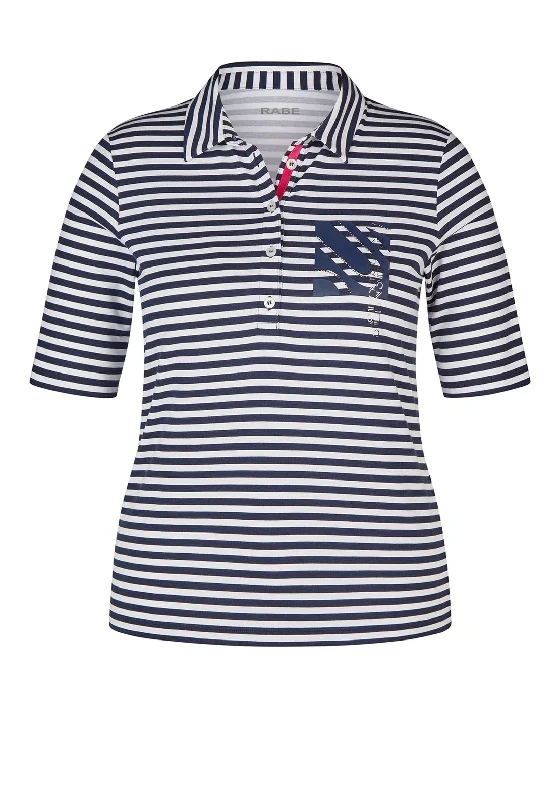 Rabe Striped Polo Shirt, Navy & White