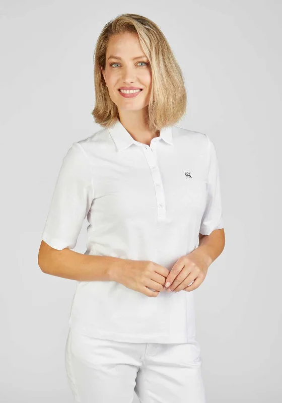 Rabe Pique Cotton Polo Shirt, White