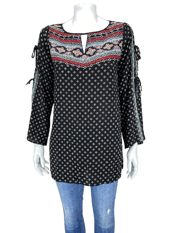 Anthropologie THML, Women's Embroidered/Printed Tunic, Black/Multi, Size S