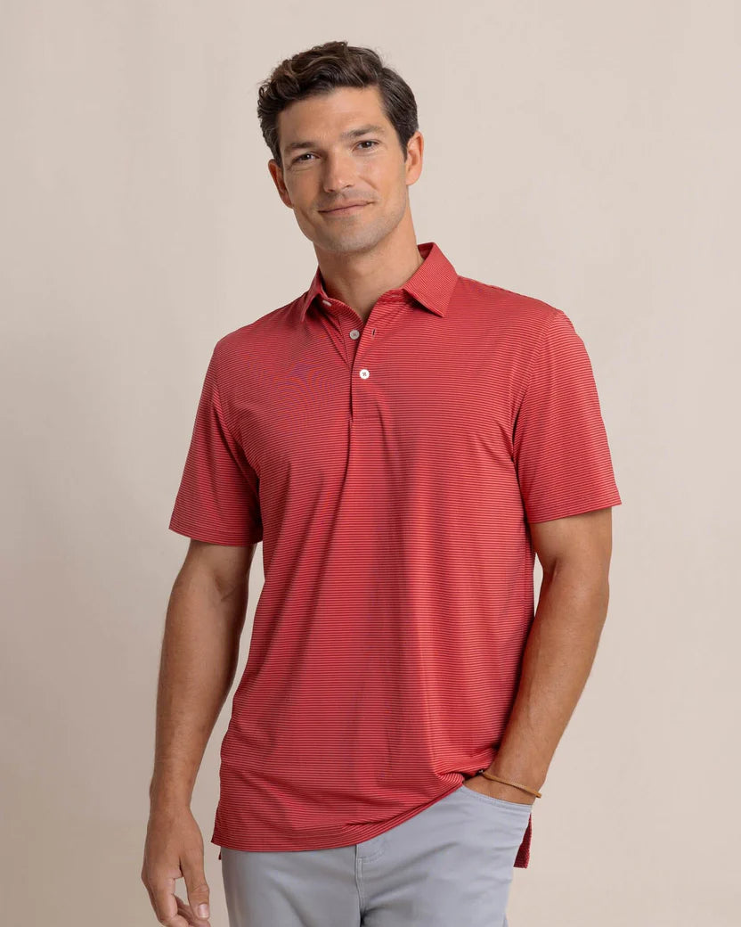 Brrreeze Meadowbrook Stripe Polo (Mineral Red)