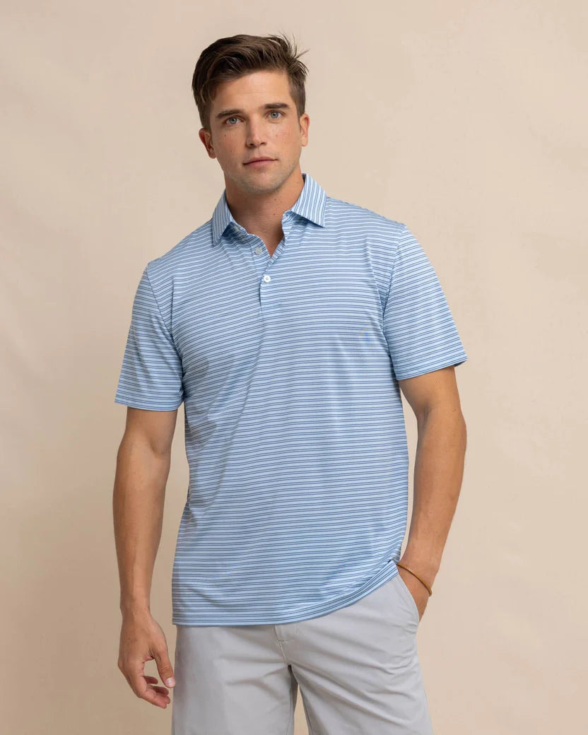 Driver Baywoods Stripe Polo (Clearwater Blue)